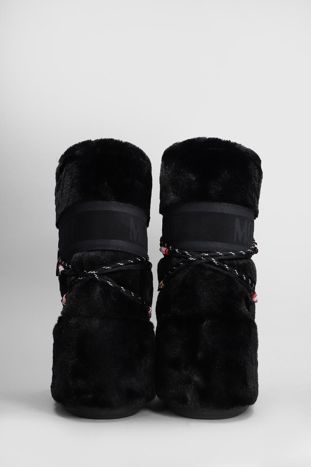 Deliberti Moon Boot Tronchetti Tacco Basso Mb Icon Faux Fur In Eco Pelliccia Nera Cod. 408788 - Deliberti The Luxury Shopping
