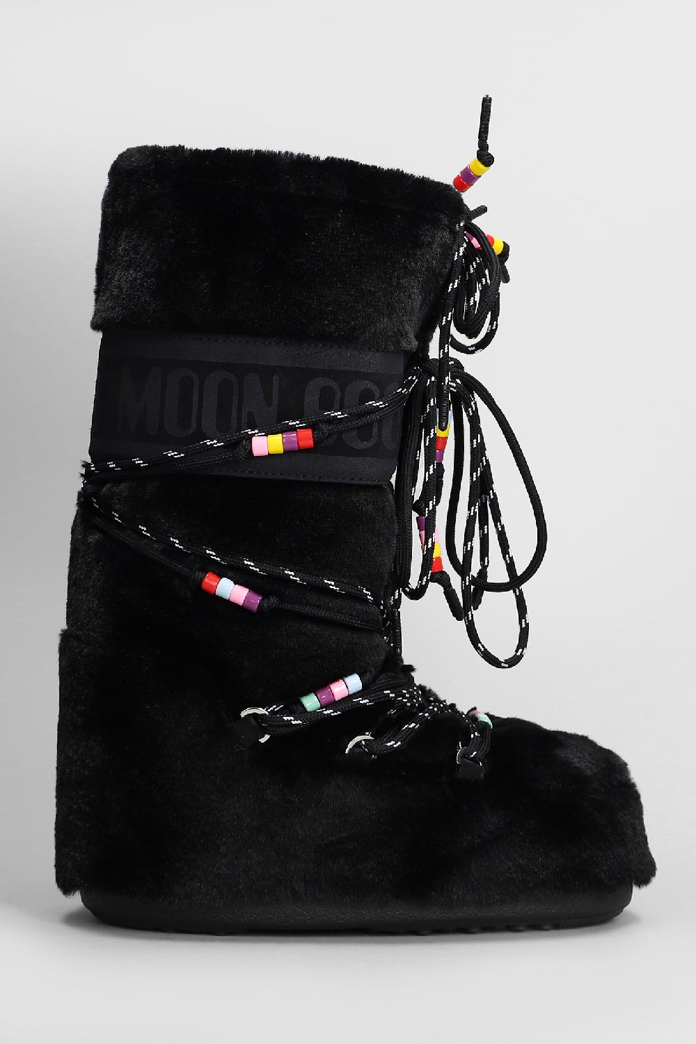 Deliberti Moon Boot Tronchetti tacco basso mb icon faux fur in eco pelliccia nera cod. 408788 - Deliberti The Luxury Shopping