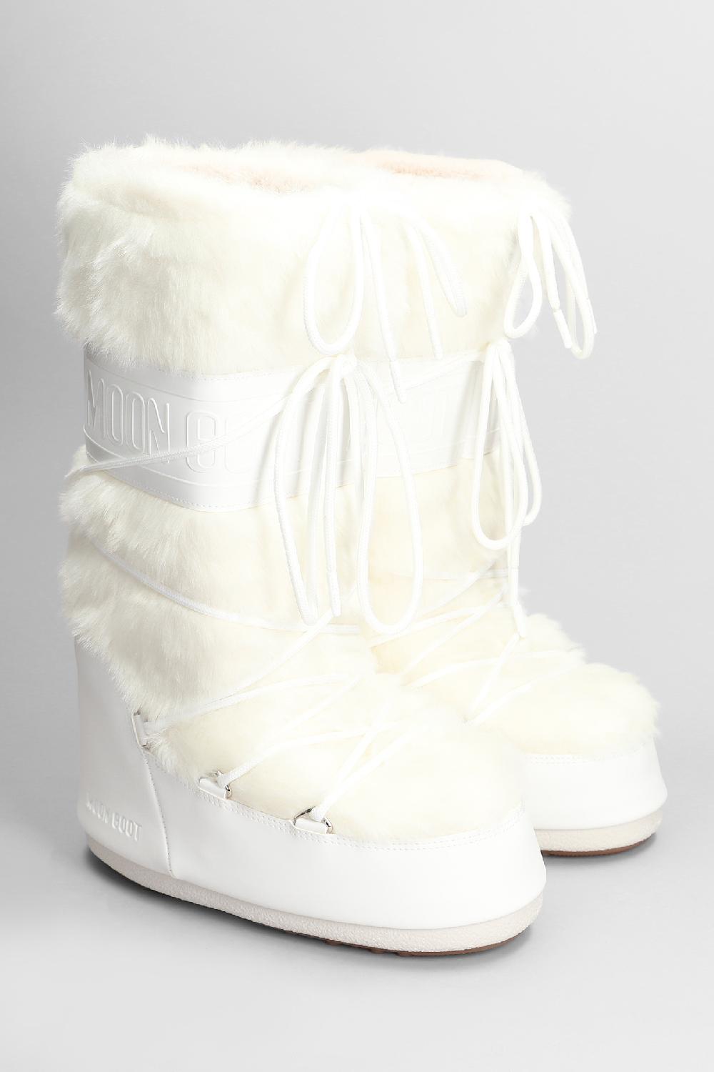 Deliberti Moon Boot Tronchetti Tacco Basso Mb Icon Faux Fur In Eco Pelliccia Bianca Cod. 408801 - Deliberti The Luxury Shopping