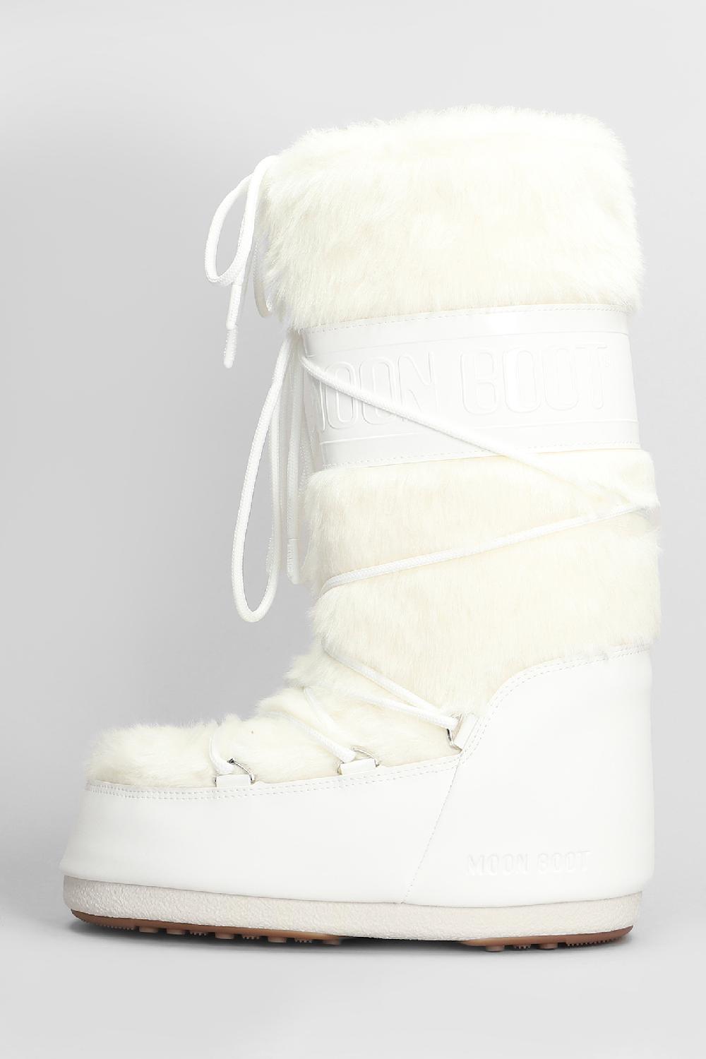 Deliberti Moon Boot Tronchetti Tacco Basso Mb Icon Faux Fur In Eco Pelliccia Bianca Cod. 408801 - Deliberti The Luxury Shopping