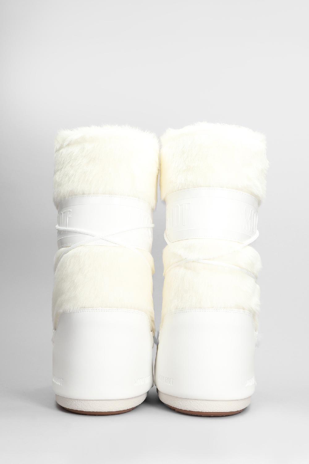 Deliberti Moon Boot Tronchetti Tacco Basso Mb Icon Faux Fur In Eco Pelliccia Bianca Cod. 408801 - Deliberti The Luxury Shopping