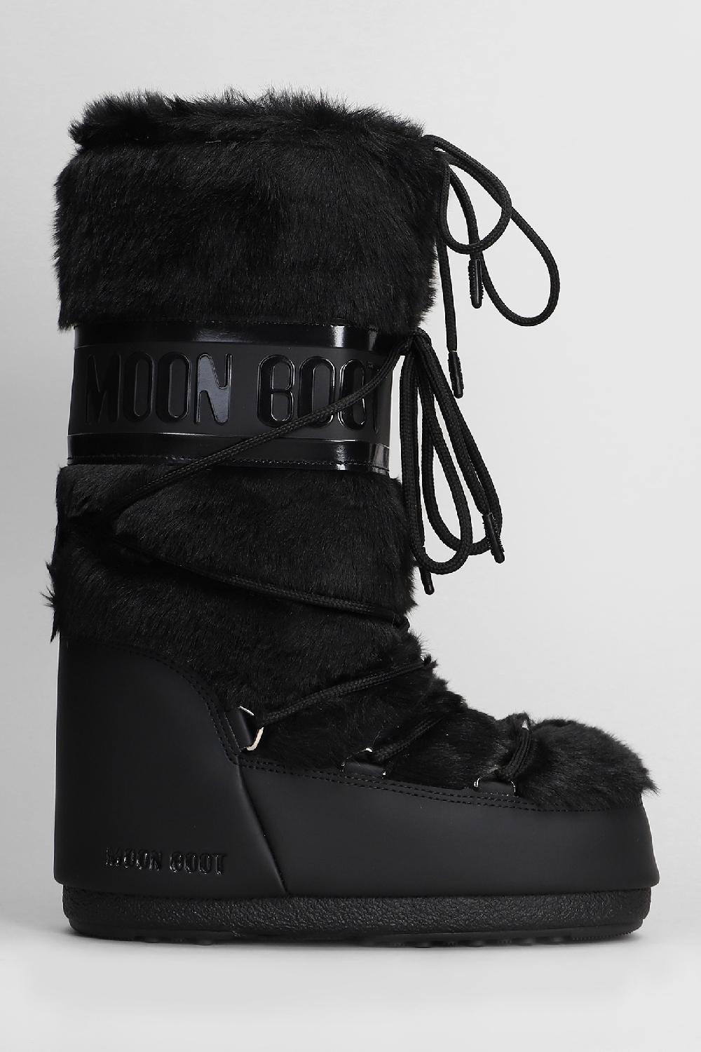 Deliberti Moon Boot Tronchetti tacco basso mb icon faux fur in eco pelliccia nera cod. 408758 - Deliberti The Luxury Shopping