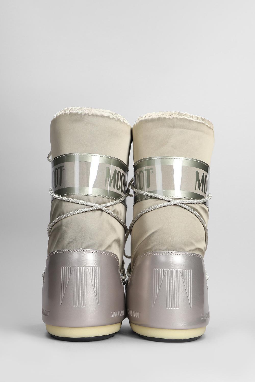 Deliberti Moon Boot Tronchetti Tacco Basso Mb Icon Glance In Nylon Platino Cod. 408756 - Deliberti The Luxury Shopping