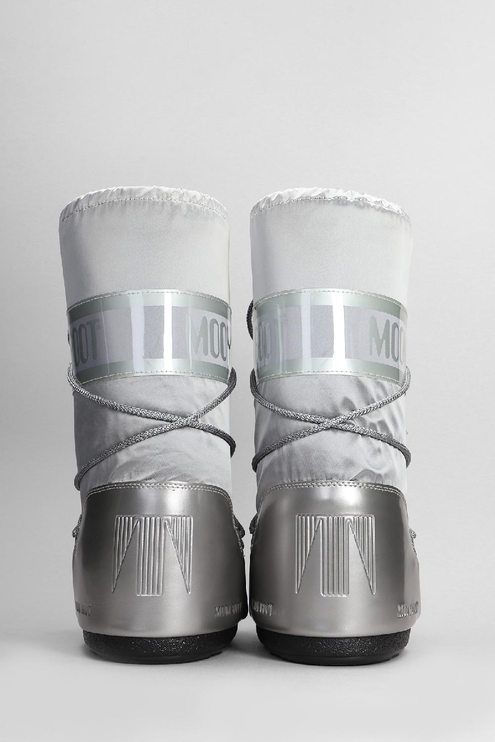 Deliberti Moon Boot Tronchetti Tacco Basso Mb Icon Glance In Nylon Argento Cod. 408757 - Deliberti The Luxury Shopping