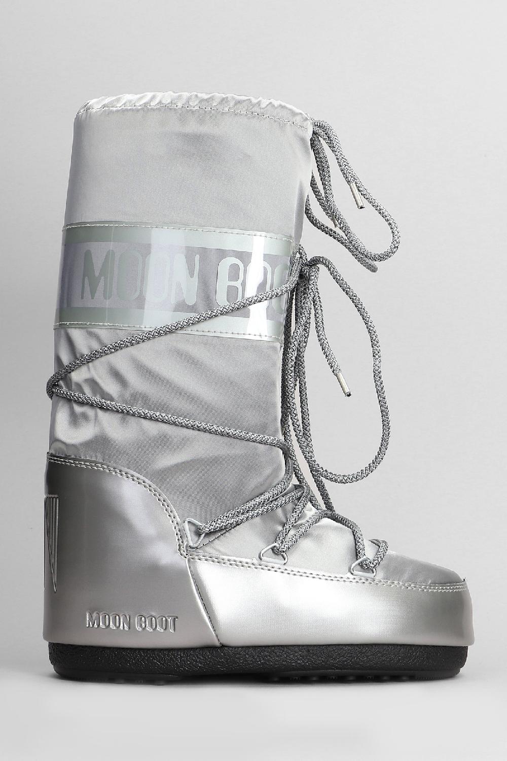 Deliberti Moon Boot Tronchetti tacco basso mb icon glance in nylon argento cod. 408757 - Deliberti The Luxury Shopping