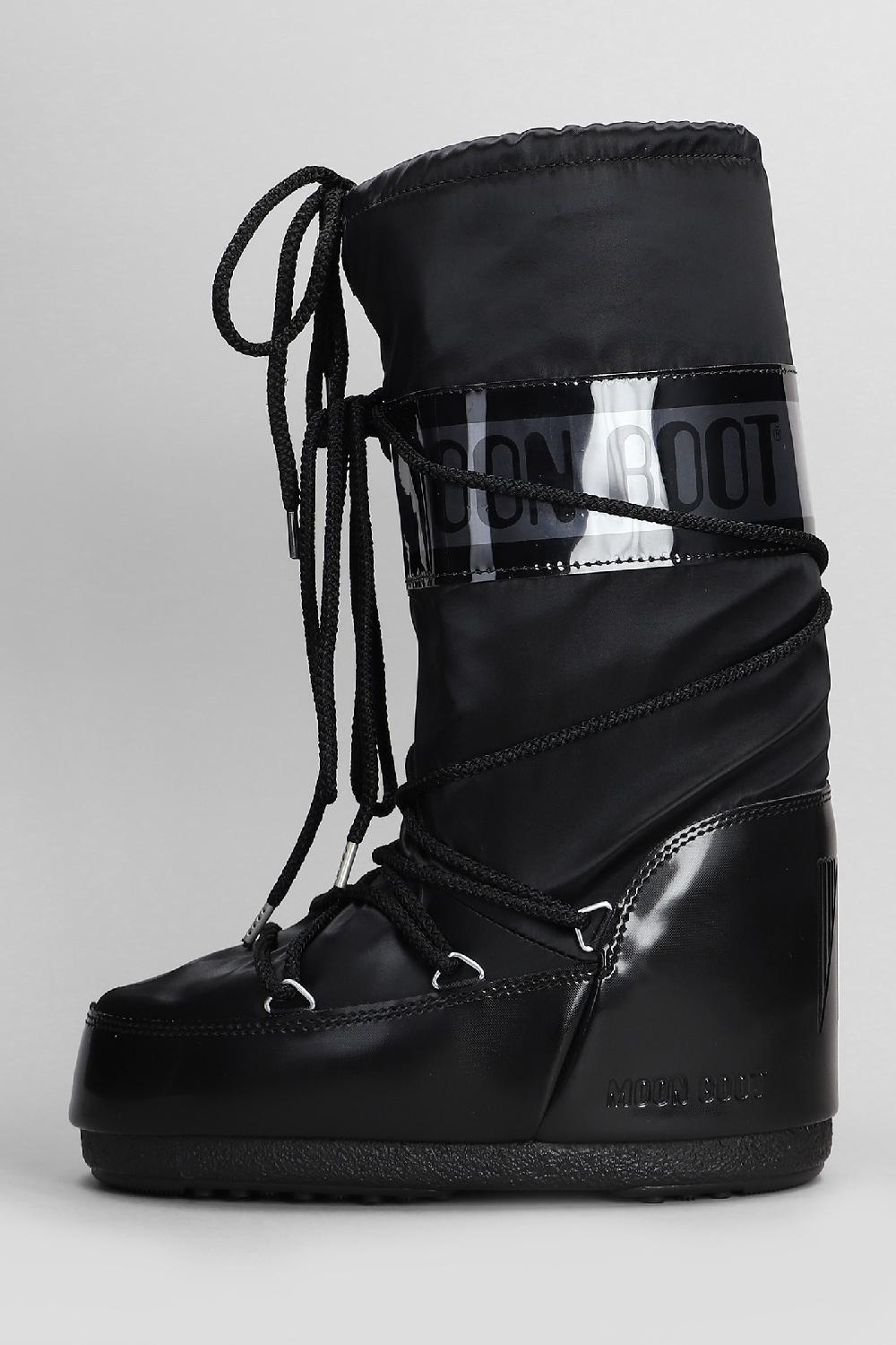 Deliberti Moon Boot Tronchetti Tacco Basso Mb Icon Glance In Nylon Nero Cod. 408778 - Deliberti The Luxury Shopping