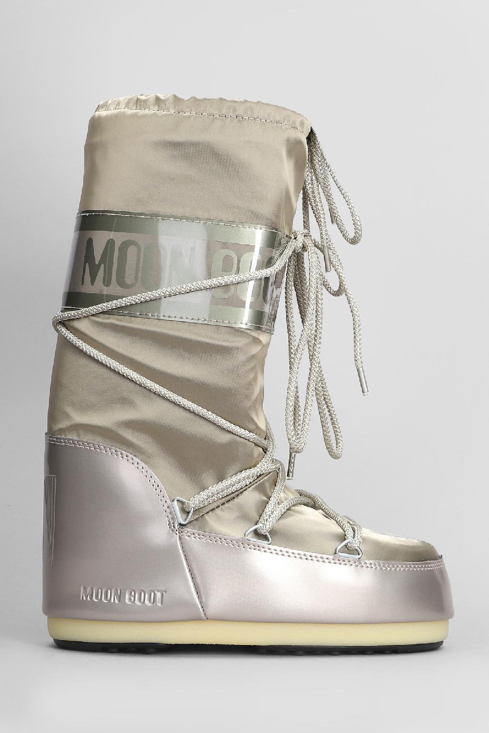 Deliberti Moon Boot Tronchetti tacco basso mb icon glance in nylon platino cod. 408756 - Deliberti The Luxury Shopping