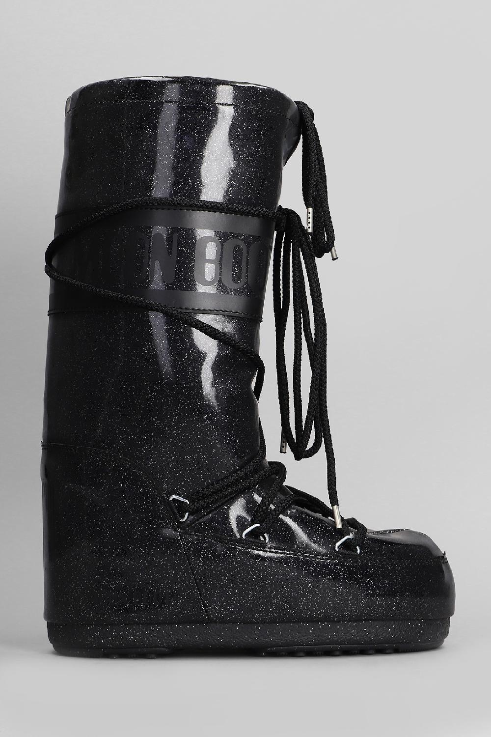 Deliberti Moon Boot Tronchetti tacco basso mb icon glitter in poliuretano nero cod. 410122 - Deliberti The Luxury Shopping