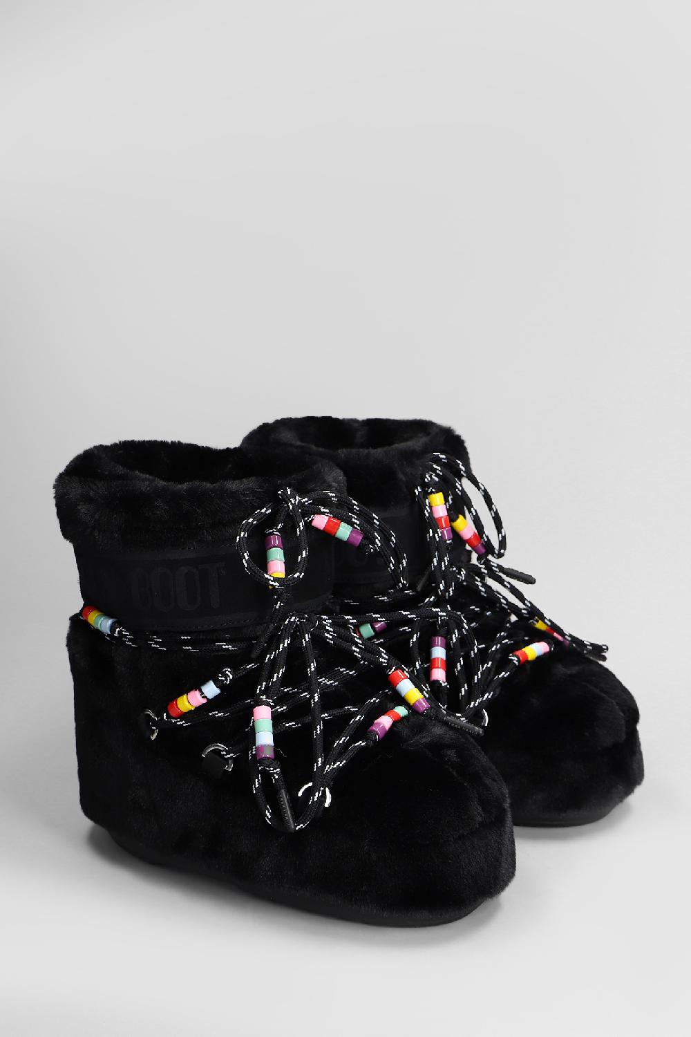 Deliberti Moon Boot Tronchetti Tacco Basso Mb Icon Low Faux Fur In Eco Pelliccia Nera Cod. 408803 - Deliberti The Luxury Shopping
