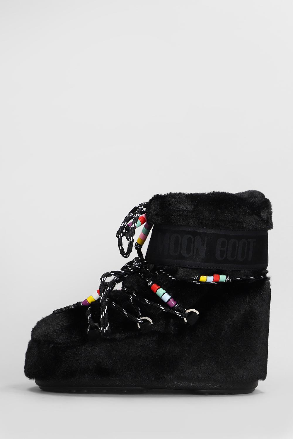 Deliberti Moon Boot Tronchetti Tacco Basso Mb Icon Low Faux Fur In Eco Pelliccia Nera Cod. 408803 - Deliberti The Luxury Shopping
