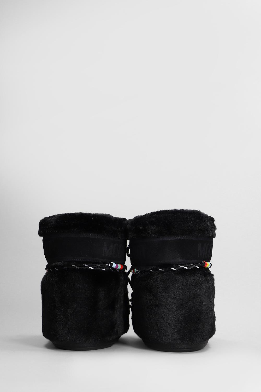 Deliberti Moon Boot Tronchetti Tacco Basso Mb Icon Low Faux Fur In Eco Pelliccia Nera Cod. 408803 - Deliberti The Luxury Shopping