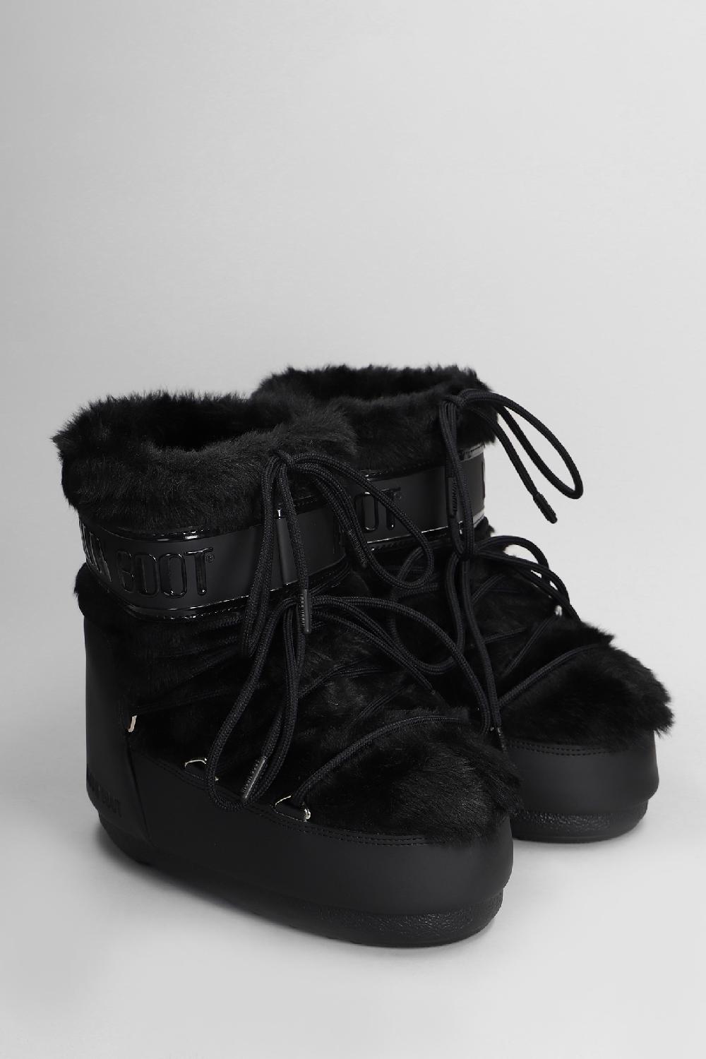 Deliberti Moon Boot Tronchetti Tacco Basso Mb Icon Low Faux Fur In Eco Pelliccia Nera Cod. 408767 - Deliberti The Luxury Shopping