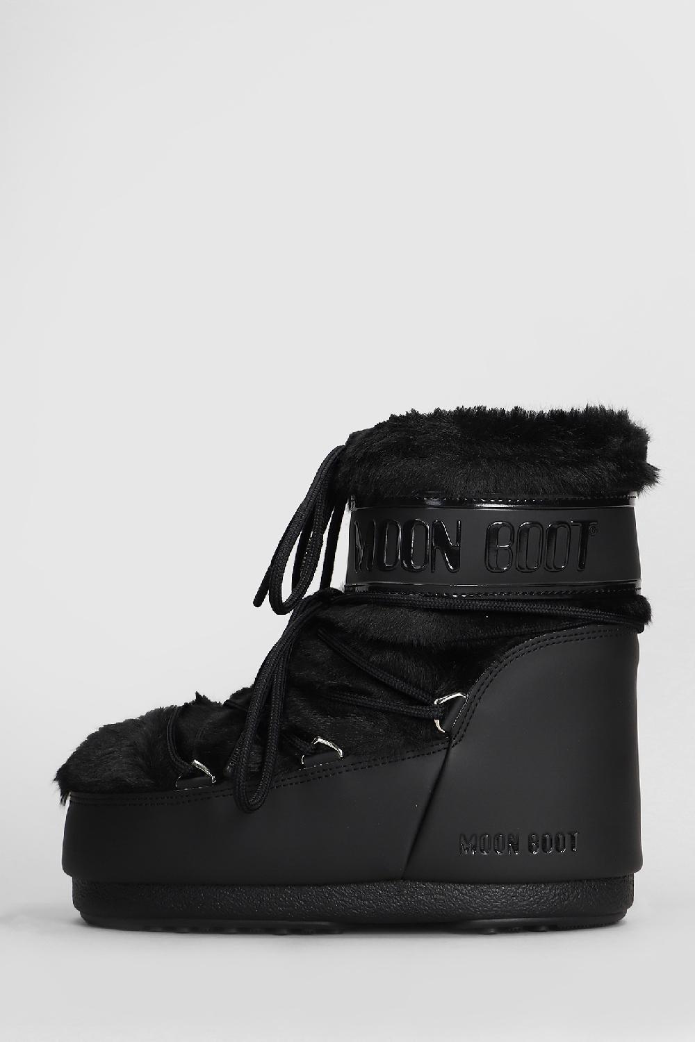 Deliberti Moon Boot Tronchetti Tacco Basso Mb Icon Low Faux Fur In Eco Pelliccia Nera Cod. 408767 - Deliberti The Luxury Shopping