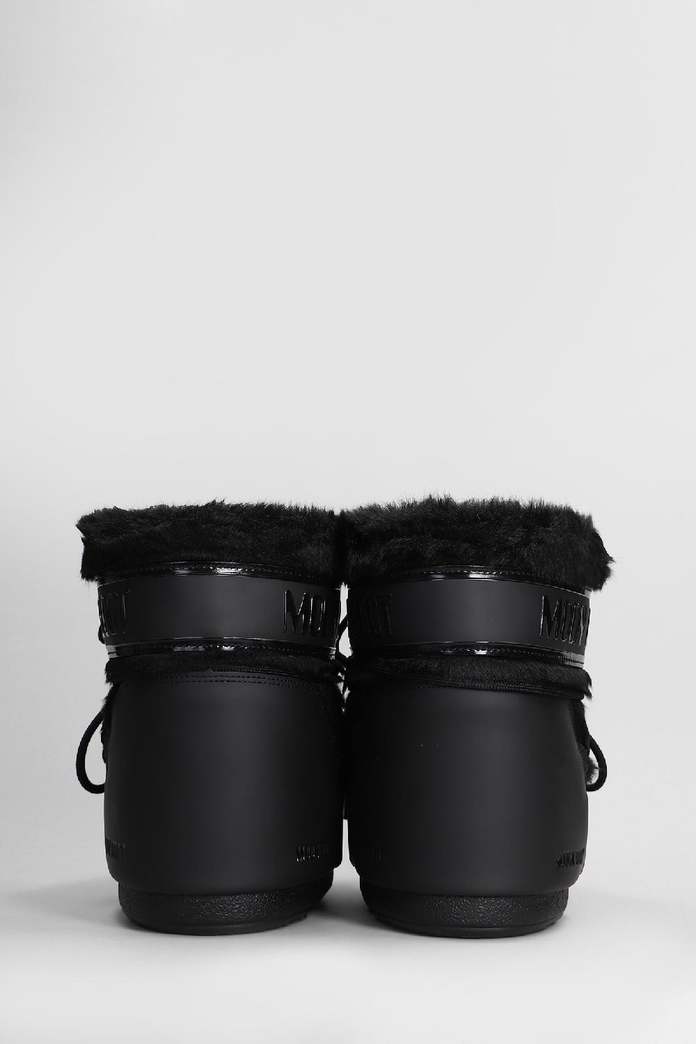 Deliberti Moon Boot Tronchetti Tacco Basso Mb Icon Low Faux Fur In Eco Pelliccia Nera Cod. 408767 - Deliberti The Luxury Shopping