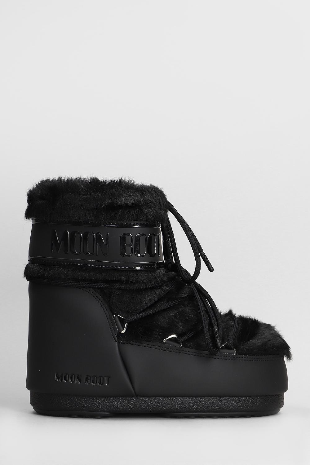Deliberti Moon Boot Tronchetti tacco basso mb icon low faux fur in eco pelliccia nera cod. 408767 - Deliberti The Luxury Shopping