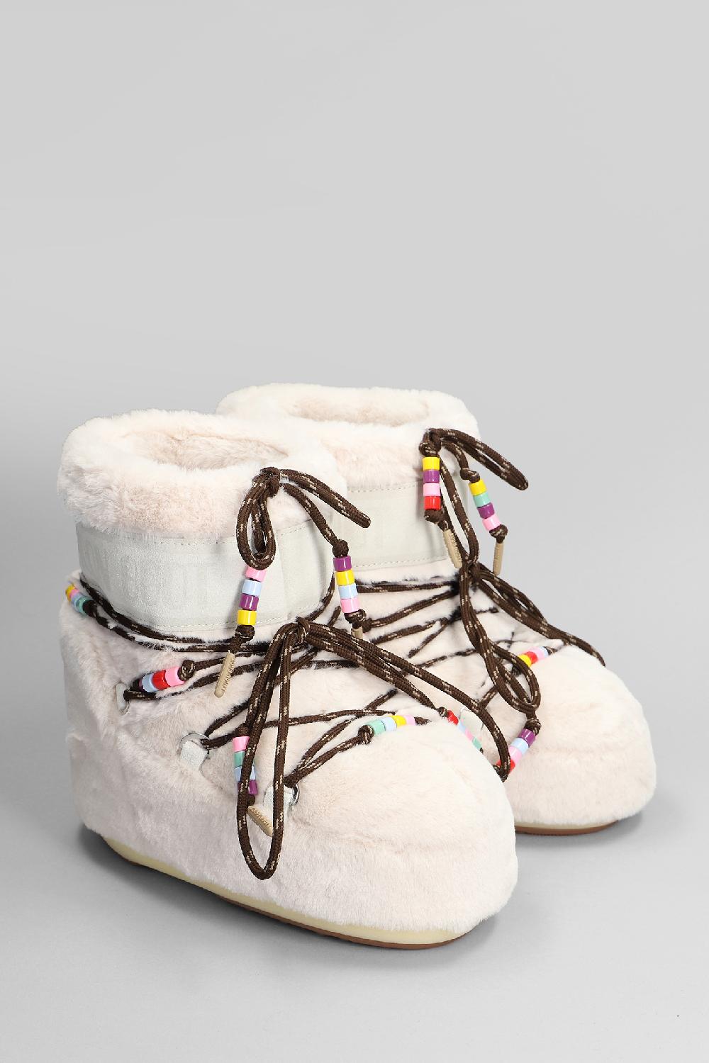 Deliberti Moon Boot Tronchetti Tacco Basso Mb Icon Low Faux In Eco Pelliccia Beige Cod. 409883 - Deliberti The Luxury Shopping