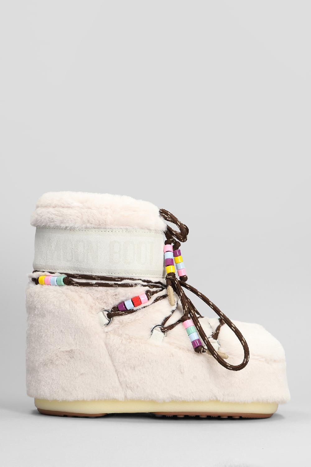 Deliberti Moon Boot Tronchetti tacco basso mb icon low faux in eco pelliccia beige cod. 409883 - Deliberti The Luxury Shopping