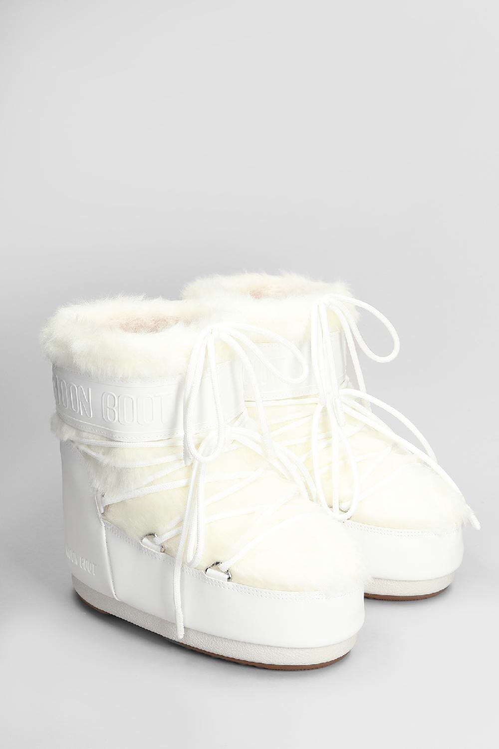 Deliberti Moon Boot Tronchetti Tacco Basso Mb Icon Low Faux Fur In Eco Pelliccia Bianca Cod. 408802 - Deliberti The Luxury Shopping