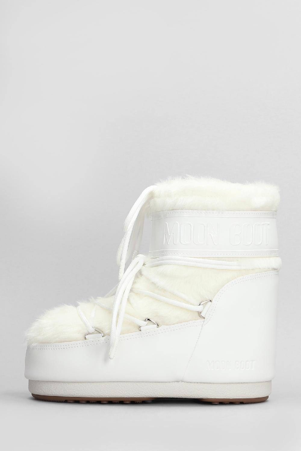 Deliberti Moon Boot Tronchetti Tacco Basso Mb Icon Low Faux Fur In Eco Pelliccia Bianca Cod. 408802 - Deliberti The Luxury Shopping