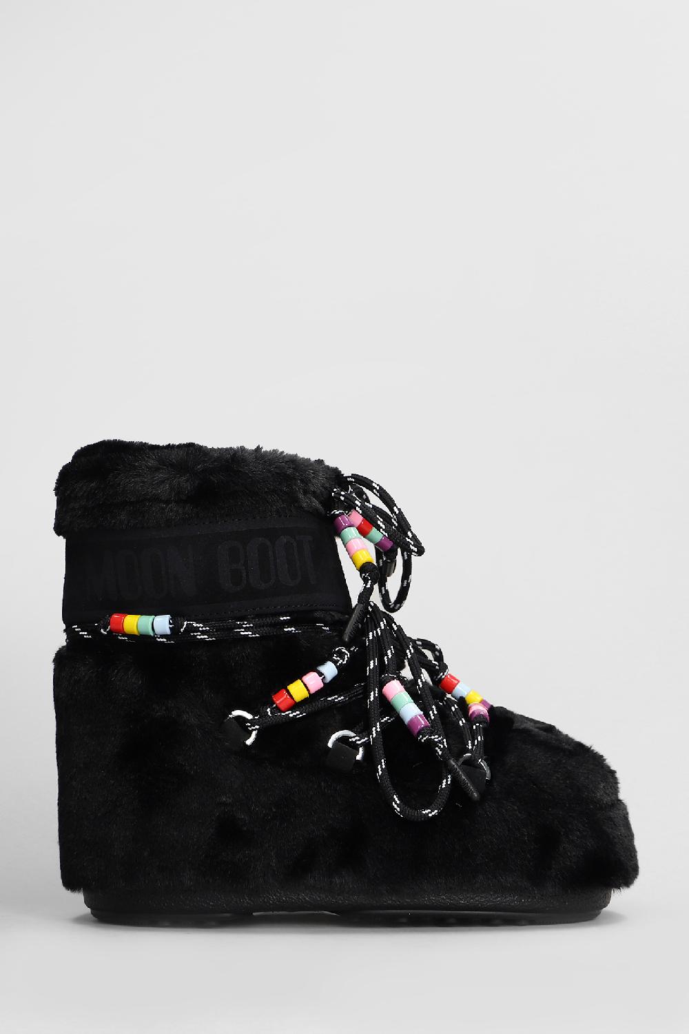 Deliberti Moon Boot Tronchetti tacco basso mb icon low faux fur in eco pelliccia nera cod. 408803 - Deliberti The Luxury Shopping