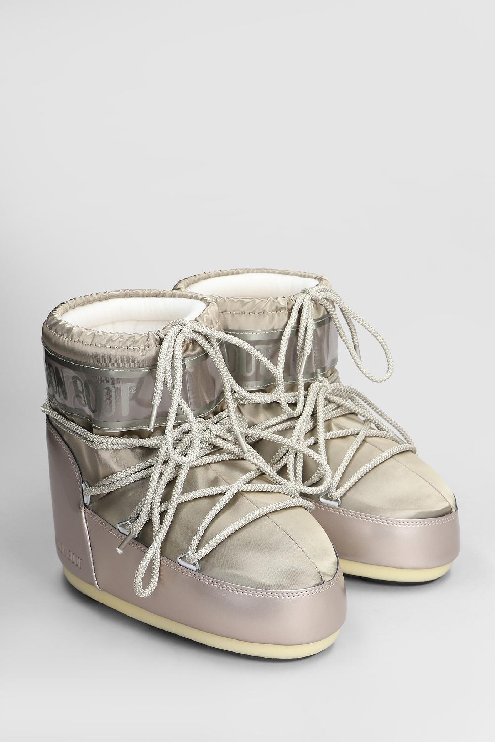 Deliberti Moon Boot Tronchetti Tacco Basso Mb Icon Low Glance In Nylon Platino Cod. 408765 - Deliberti The Luxury Shopping