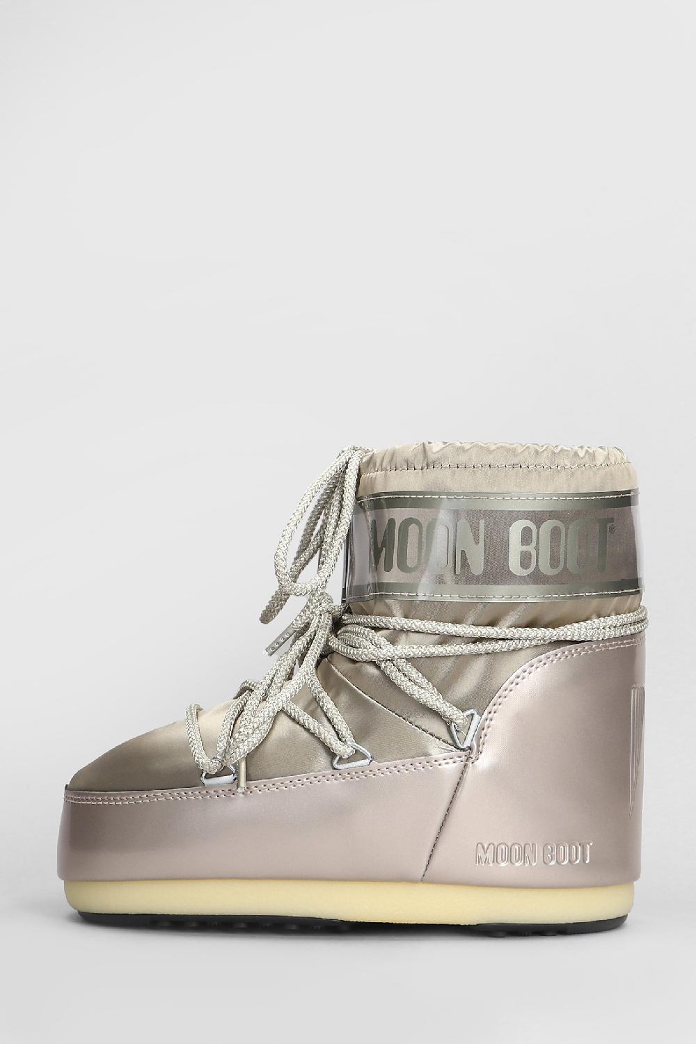 Deliberti Moon Boot Tronchetti Tacco Basso Mb Icon Low Glance In Nylon Platino Cod. 408765 - Deliberti The Luxury Shopping