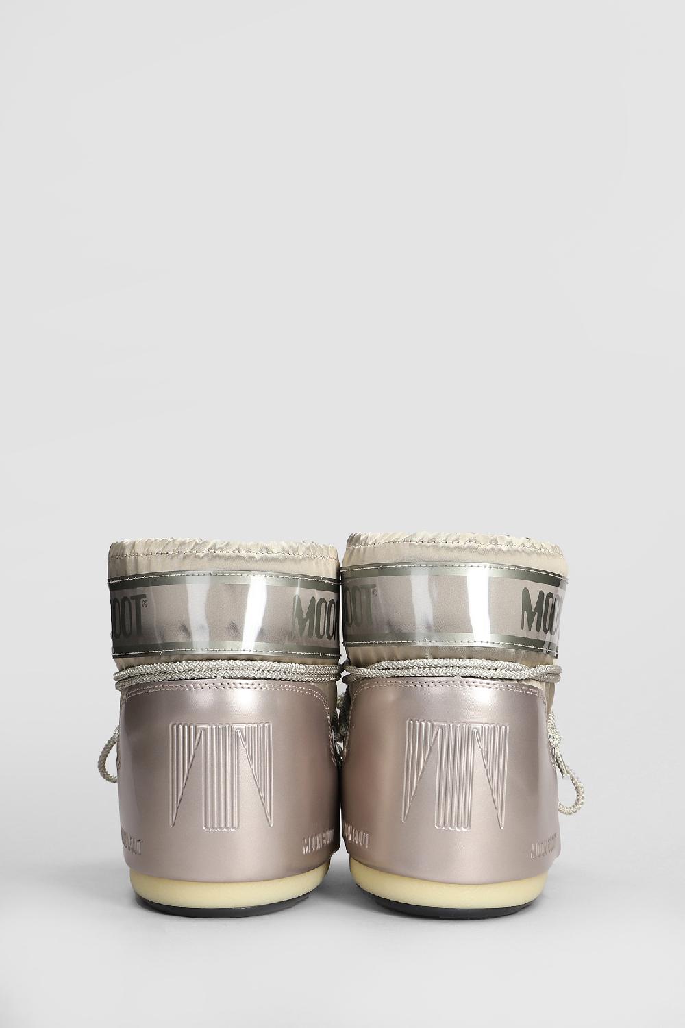 Deliberti Moon Boot Tronchetti Tacco Basso Mb Icon Low Glance In Nylon Platino Cod. 408765 - Deliberti The Luxury Shopping