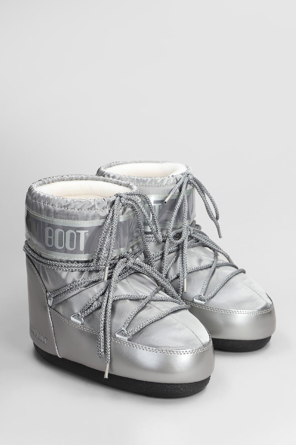 Deliberti Moon Boot Tronchetti Tacco Basso Mb Icon Low Glance In Nylon Argento Cod. 408766 - Deliberti The Luxury Shopping