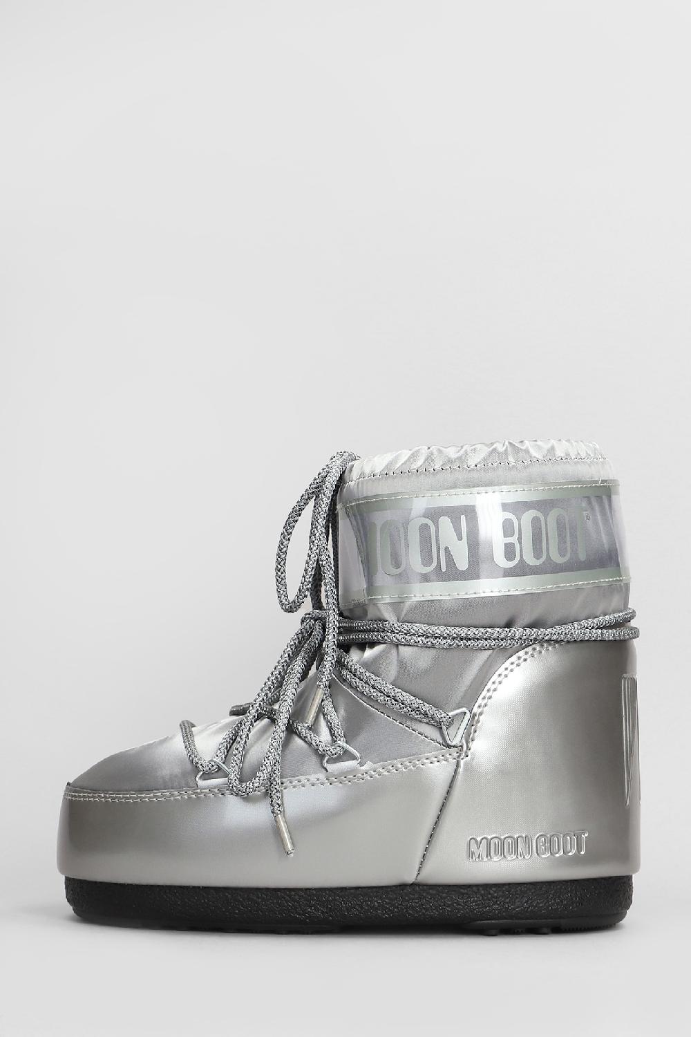 Deliberti Moon Boot Tronchetti Tacco Basso Mb Icon Low Glance In Nylon Argento Cod. 408766 - Deliberti The Luxury Shopping