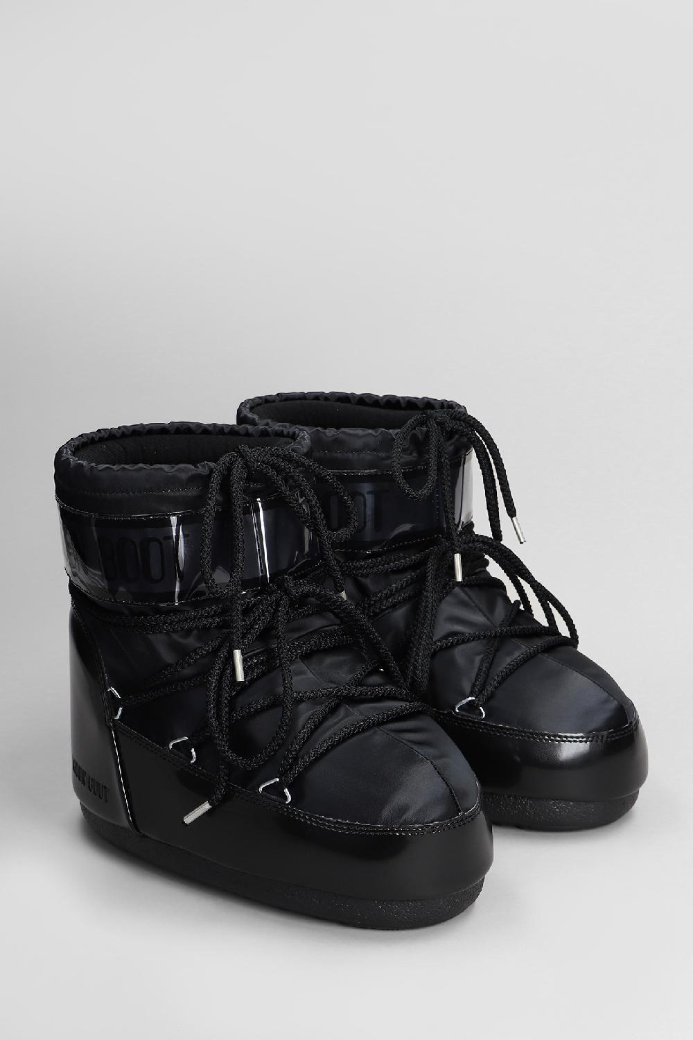 Deliberti Moon Boot Tronchetti Tacco Basso Mb Icon Low Glance In Nylon Nero Cod. 408780 - Deliberti The Luxury Shopping