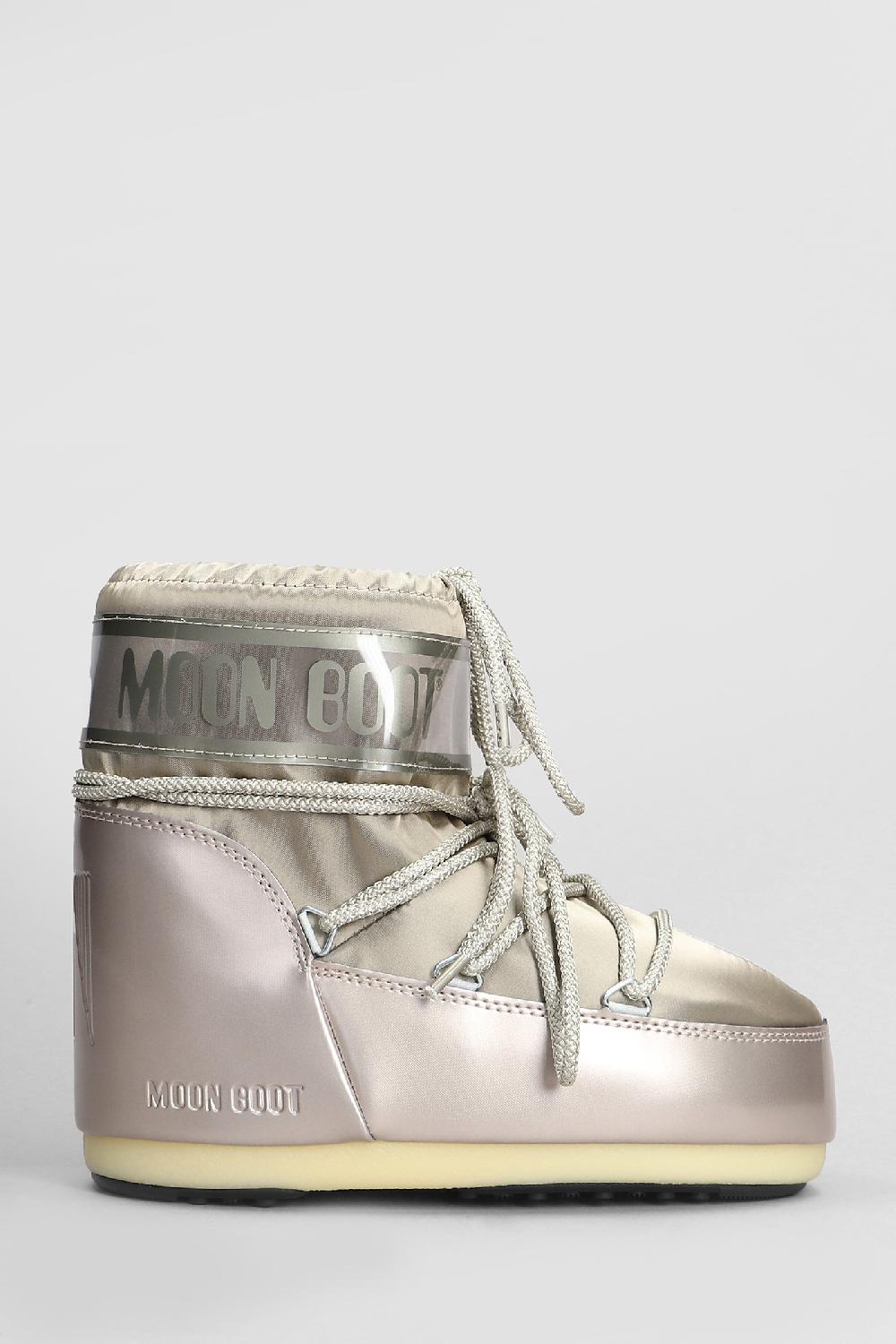 Deliberti Moon Boot Tronchetti tacco basso mb icon low glance in nylon platino cod. 408765 - Deliberti The Luxury Shopping