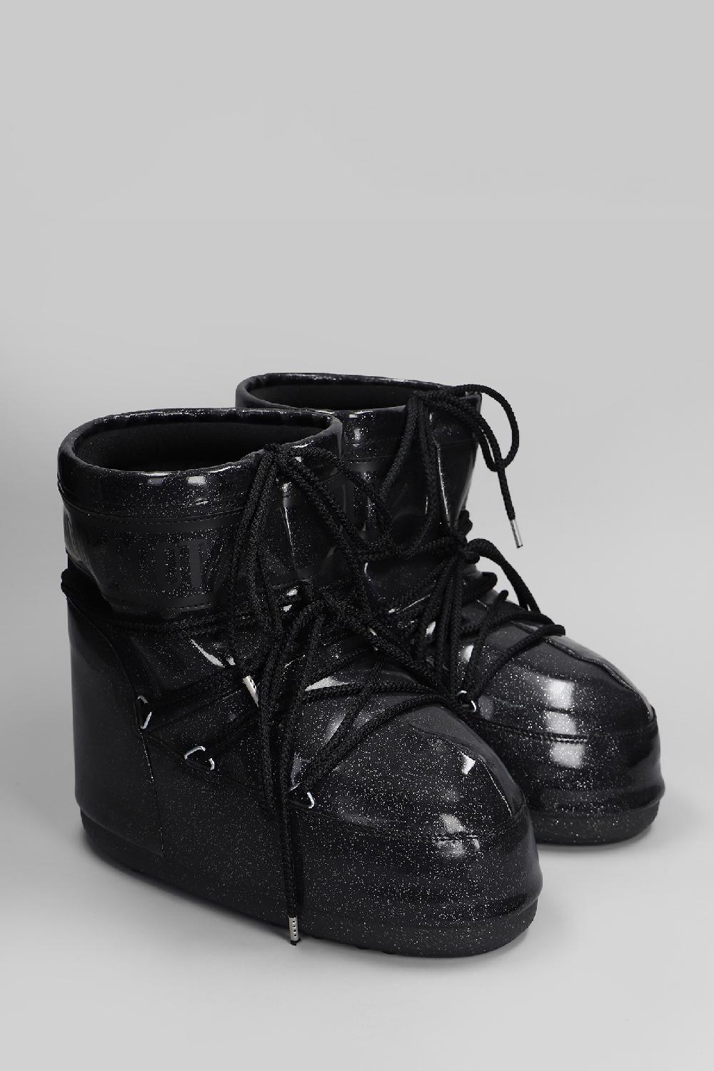 Deliberti Moon Boot Tronchetti Tacco Basso Mb Icon Low Glitter In Pvc Nero Cod. 409882 - Deliberti The Luxury Shopping
