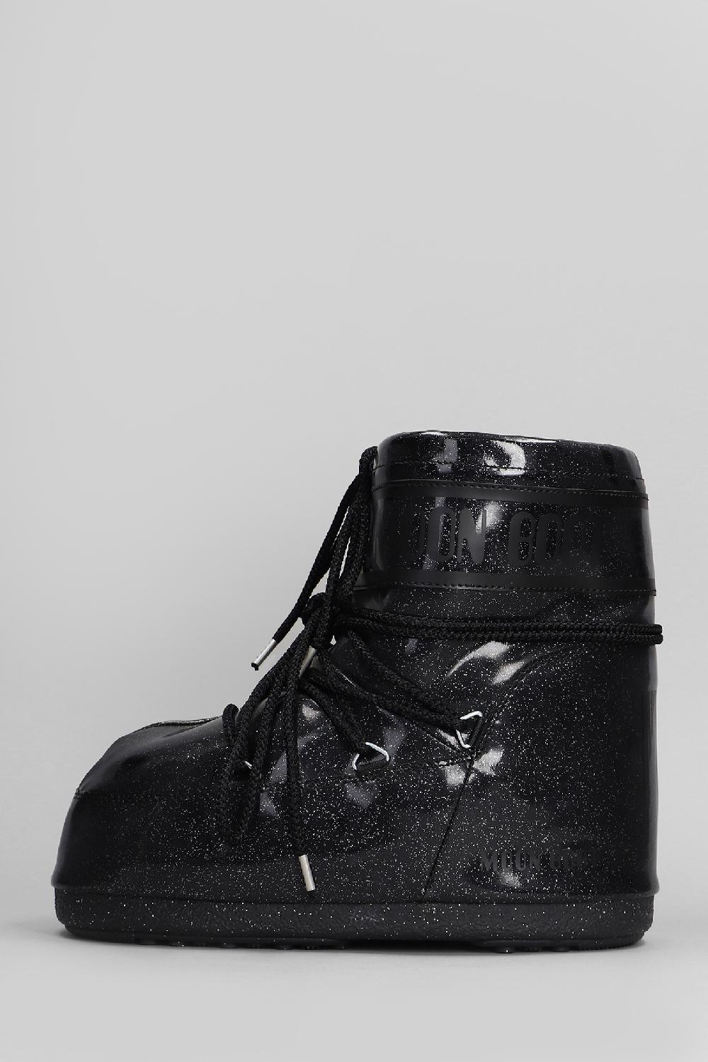 Deliberti Moon Boot Tronchetti Tacco Basso Mb Icon Low Glitter In Pvc Nero Cod. 409882 - Deliberti The Luxury Shopping