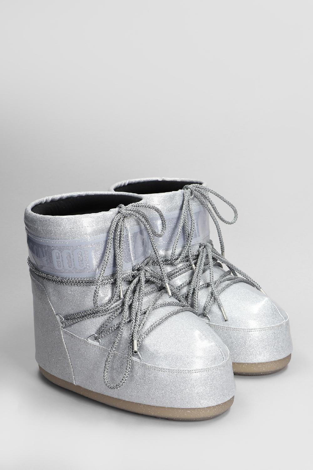 Deliberti Moon Boot Tronchetti Tacco Basso Mb Icon Low Glitter In Pvc Argento Cod. 408796 - Deliberti The Luxury Shopping