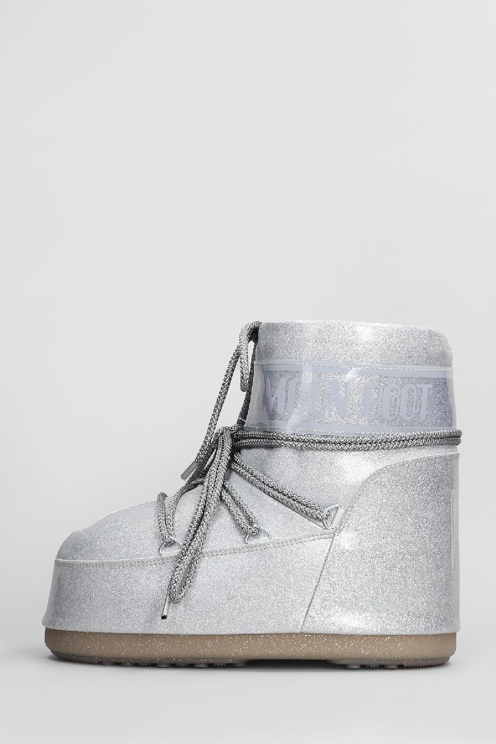 Deliberti Moon Boot Tronchetti Tacco Basso Mb Icon Low Glitter In Pvc Argento Cod. 408796 - Deliberti The Luxury Shopping
