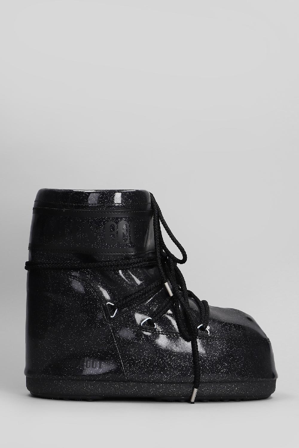 Deliberti Moon Boot Tronchetti tacco basso mb icon low glitter in pvc nero cod. 409882 - Deliberti The Luxury Shopping
