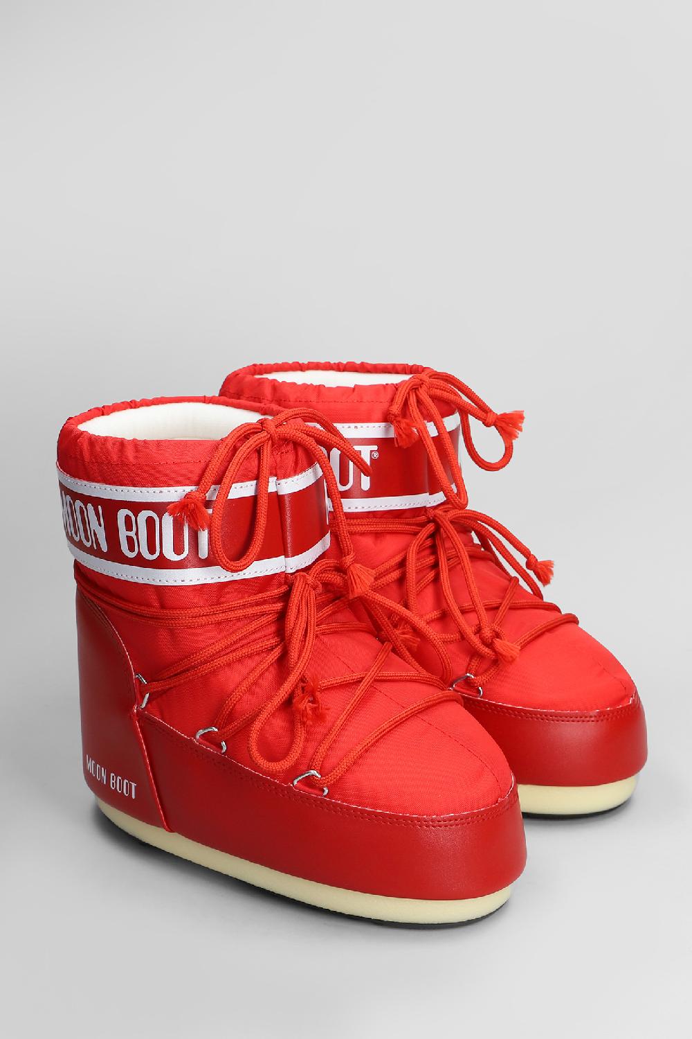 Deliberti Moon Boot Tronchetti Tacco Basso Mb Icon Low Nylon In Nylon Rosso Cod. 408759 - Deliberti The Luxury Shopping