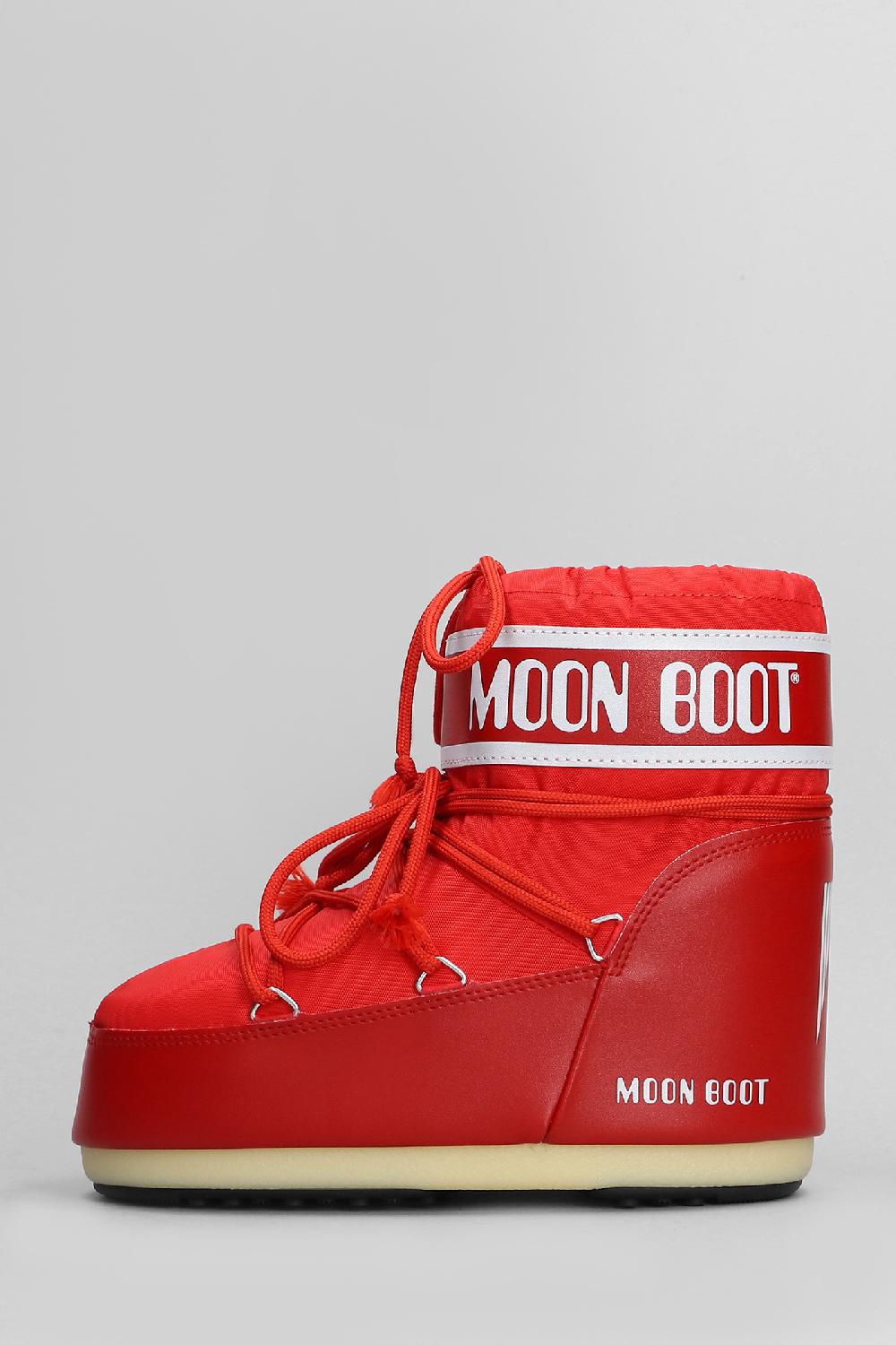 Deliberti Moon Boot Tronchetti Tacco Basso Mb Icon Low Nylon In Nylon Rosso Cod. 408759 - Deliberti The Luxury Shopping