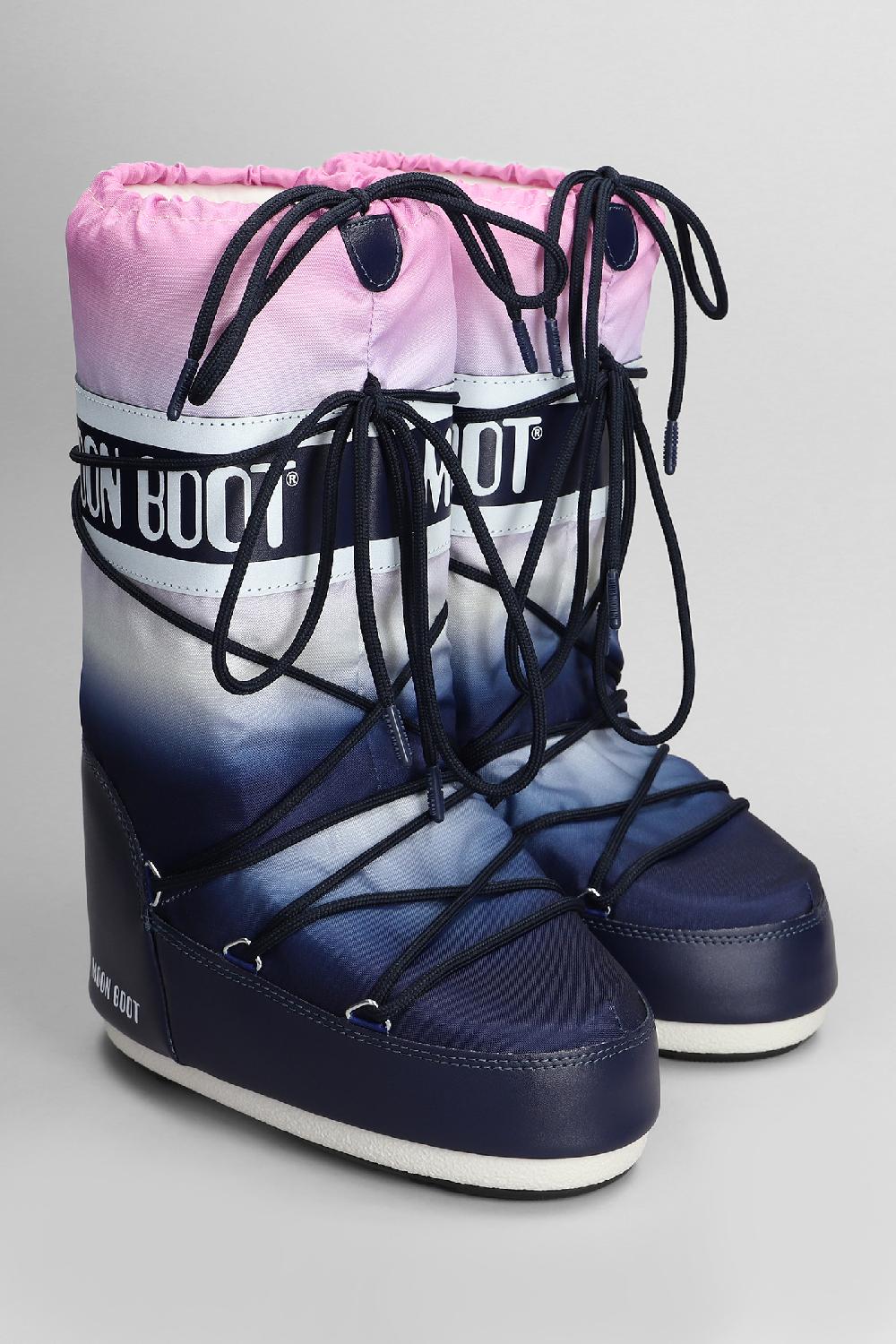 Deliberti Moon Boot Tronchetti Tacco Basso Mb Icon Moonrise In Nylon Blu Cod. 408787 - Deliberti The Luxury Shopping