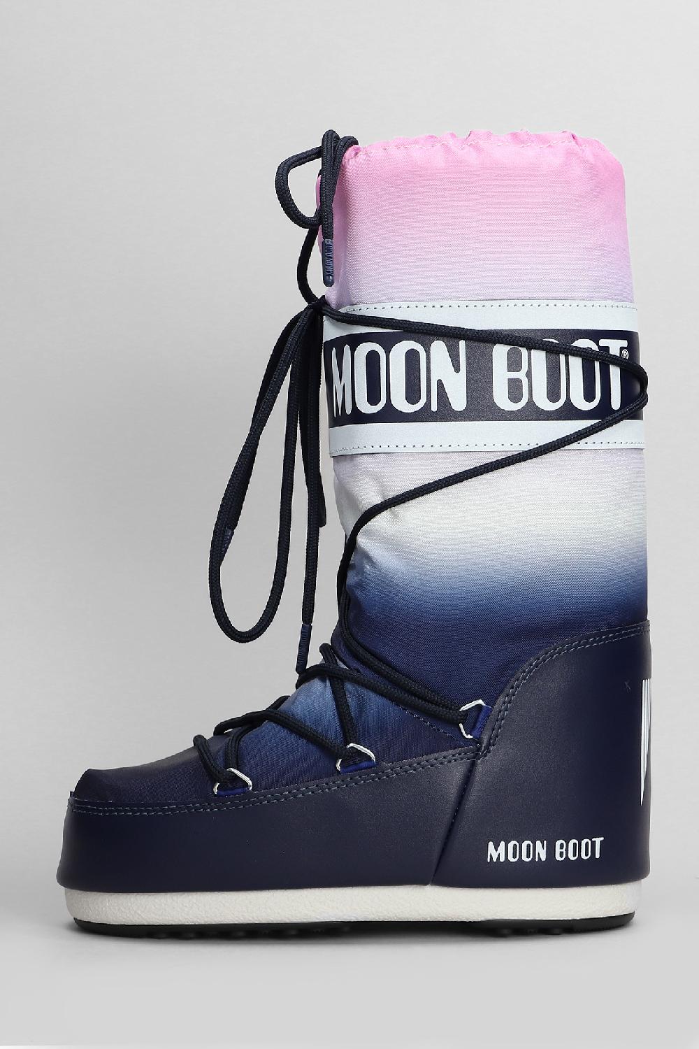 Deliberti Moon Boot Tronchetti Tacco Basso Mb Icon Moonrise In Nylon Blu Cod. 408787 - Deliberti The Luxury Shopping