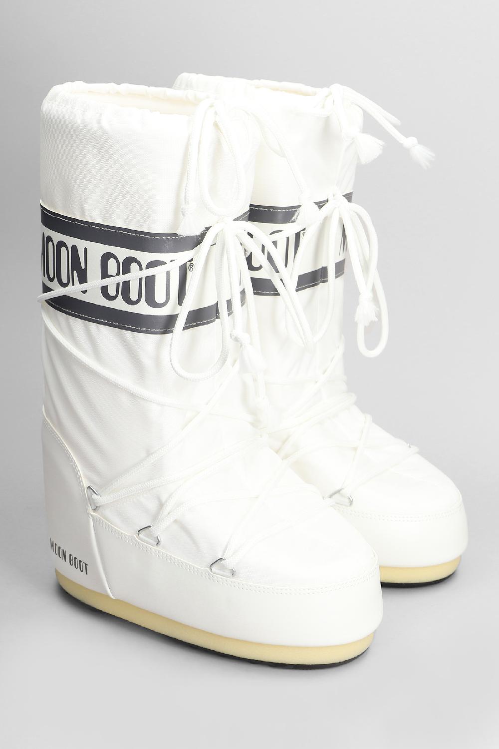 Deliberti Moon Boot Tronchetti Tacco Basso Mb Icon Nylon In Nylon Bianco Cod. 408748 - Deliberti The Luxury Shopping