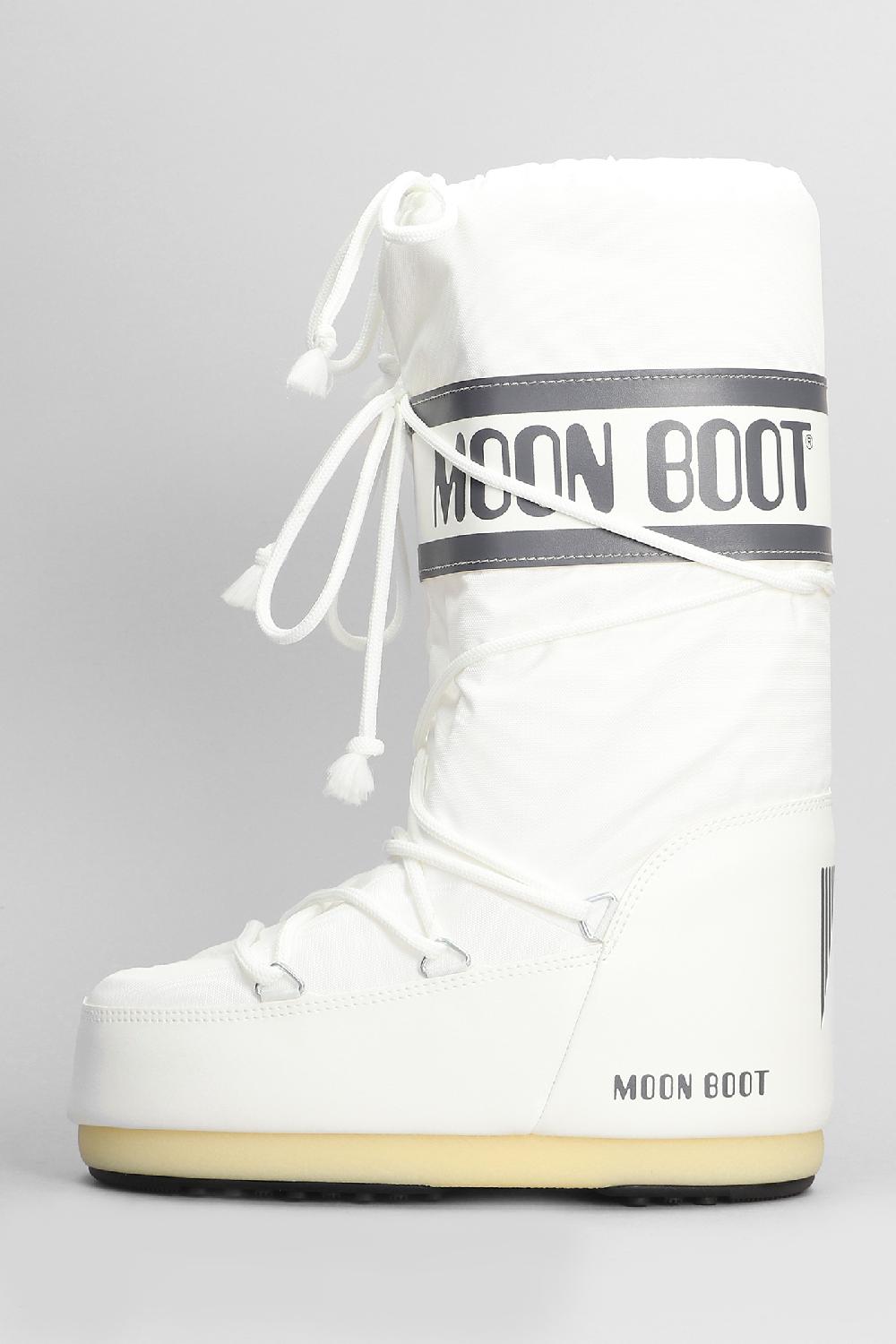 Deliberti Moon Boot Tronchetti Tacco Basso Mb Icon Nylon In Nylon Bianco Cod. 408748 - Deliberti The Luxury Shopping