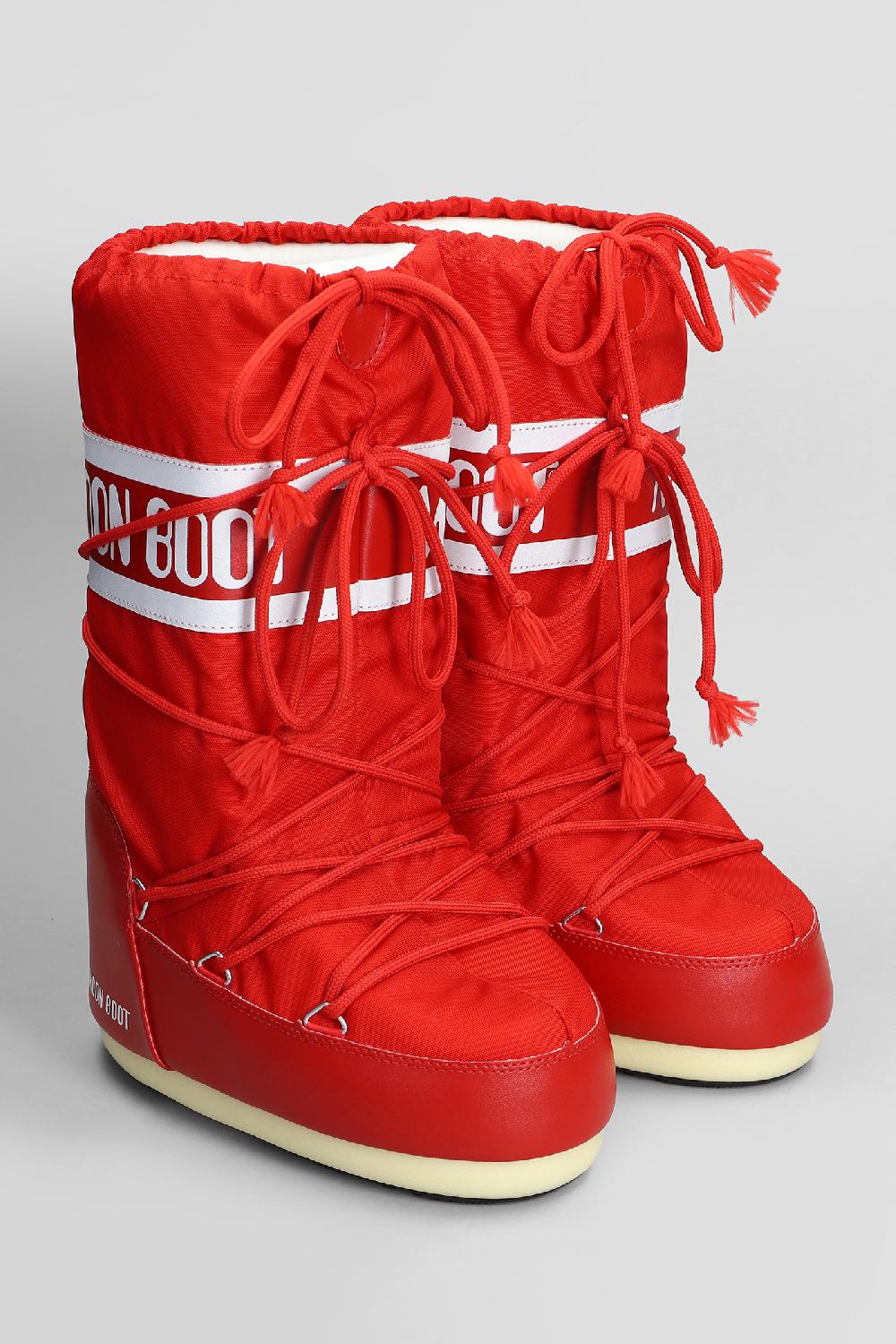 Deliberti Moon Boot Tronchetti Tacco Basso Mb Icon Nylon In Nylon Rosso Cod. 408749 - Deliberti The Luxury Shopping