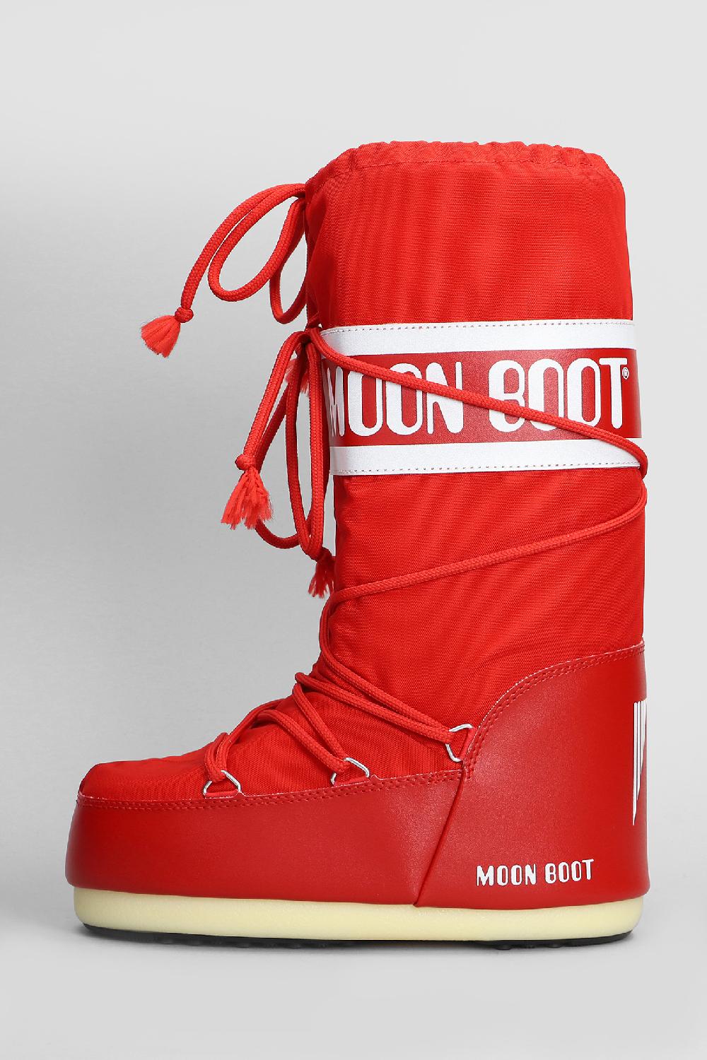 Deliberti Moon Boot Tronchetti Tacco Basso Mb Icon Nylon In Nylon Rosso Cod. 408749 - Deliberti The Luxury Shopping