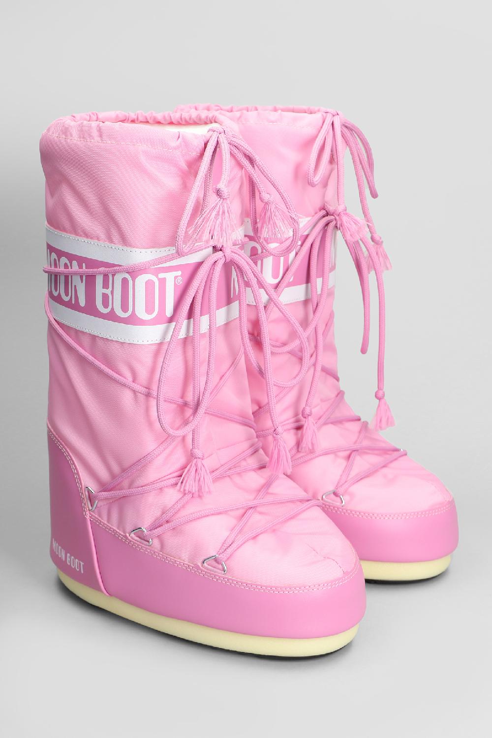 Deliberti Moon Boot Tronchetti Tacco Basso Mb Icon Nylon In Nylon Rosa Cod. 408752 - Deliberti The Luxury Shopping