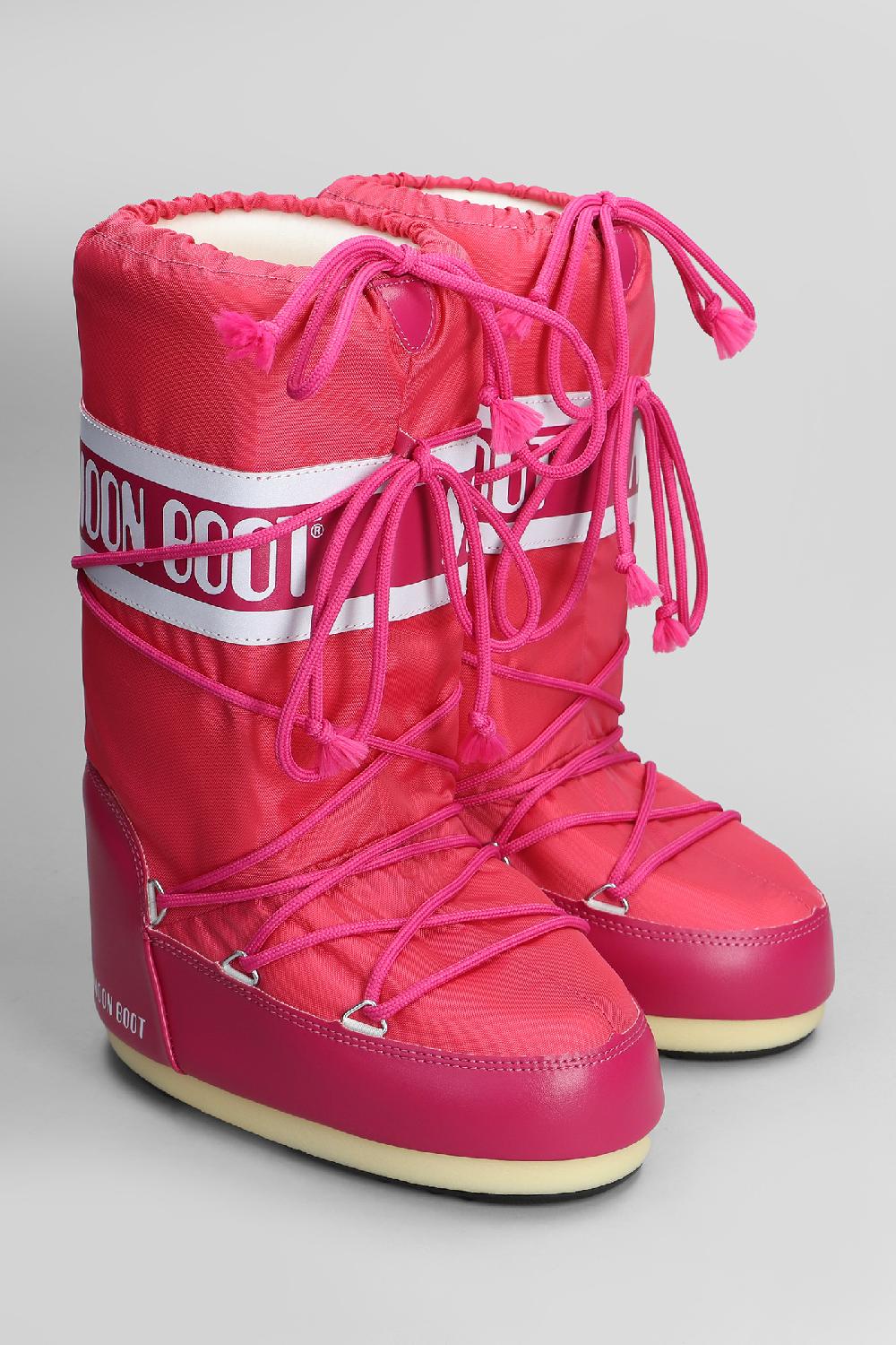 Deliberti Moon Boot Tronchetti Tacco Basso Mb Icon Nylon In Nylon Fucsia Cod. 408753 - Deliberti The Luxury Shopping