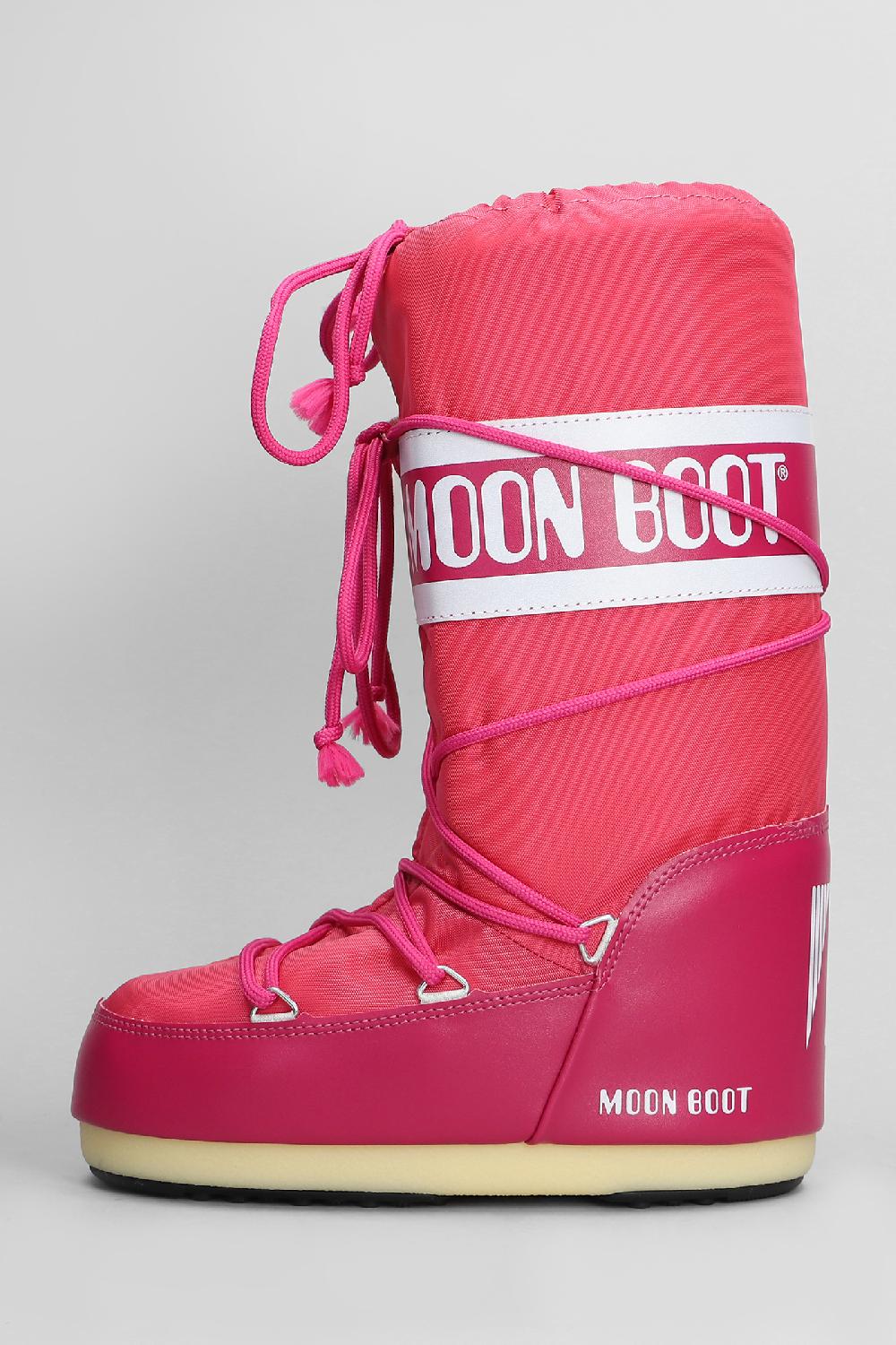 Deliberti Moon Boot Tronchetti Tacco Basso Mb Icon Nylon In Nylon Fucsia Cod. 408753 - Deliberti The Luxury Shopping