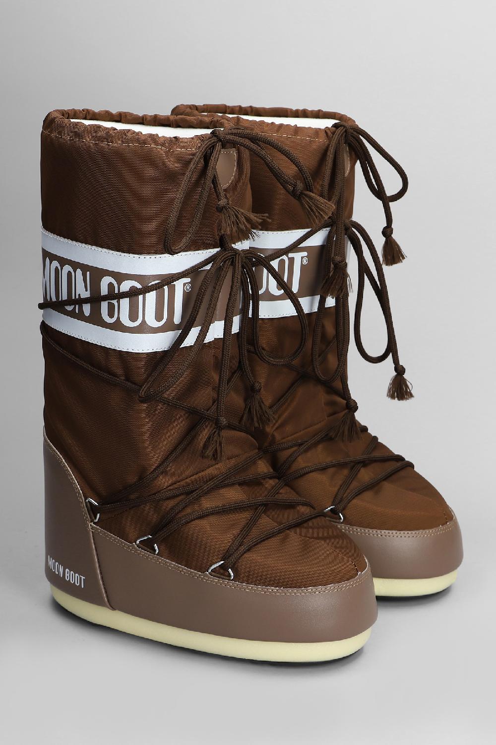 Deliberti Moon Boot Tronchetti Tacco Basso Mb Icon Nylon In Nylon Marrone Cod. 408754 - Deliberti The Luxury Shopping