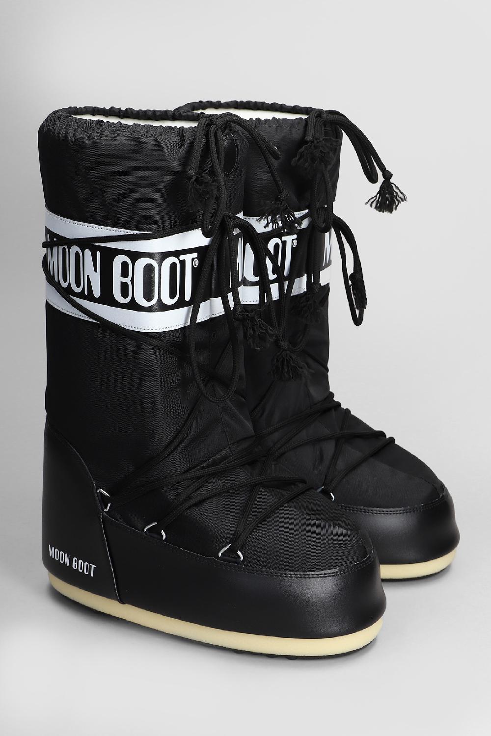 Deliberti Moon Boot Tronchetti Tacco Basso Mb Icon Nylon In Nylon Nero Cod. 408776 - Deliberti The Luxury Shopping