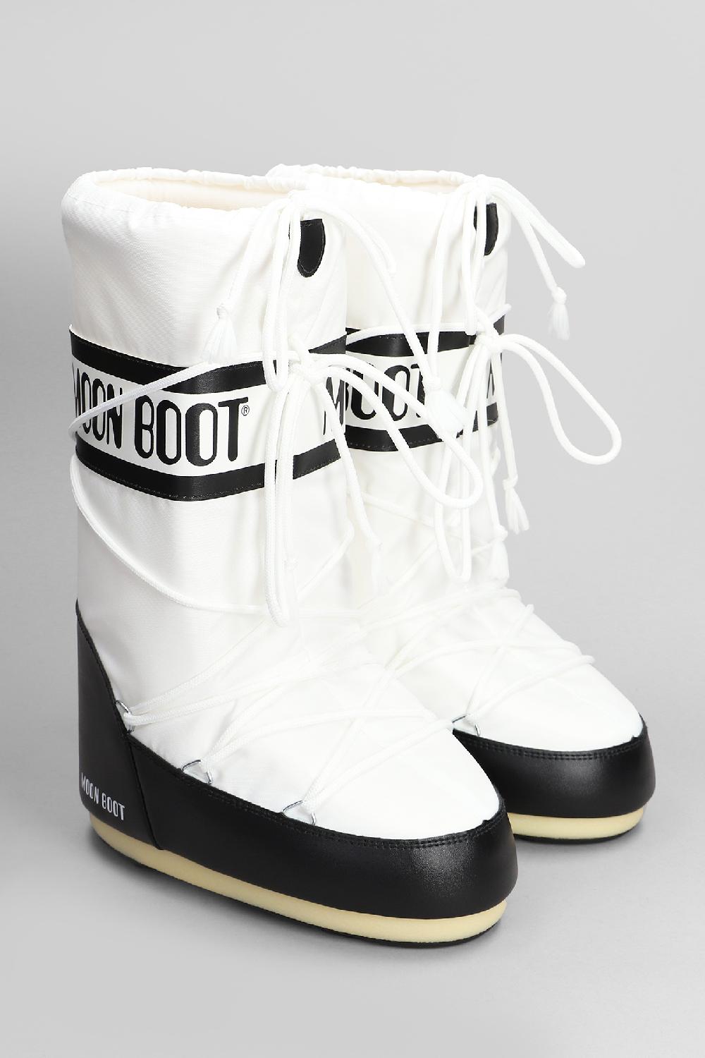 Deliberti Moon Boot Tronchetti Tacco Basso Mb Icon Nylon In Nylon Bianco Cod. 408777 - Deliberti The Luxury Shopping